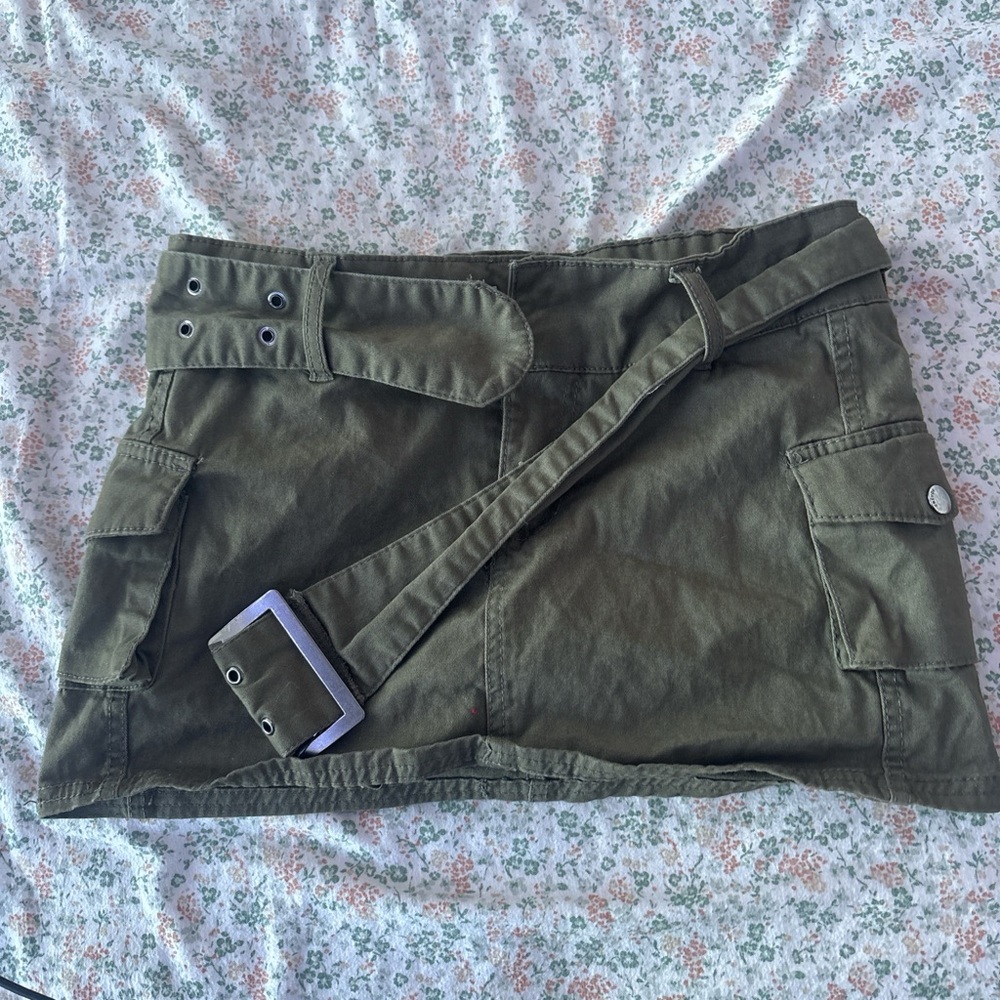 Refuge Khaki Mini Skirt with Belt
